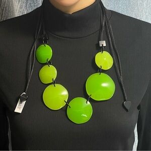 2020 Zsiska Free Length Resin Laguna Green Necklace Adjustable NWT